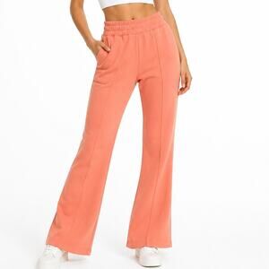 Fabletics Flare Jogger New Women's XS Short Peach Fleece Lounge Pants Wide leg
